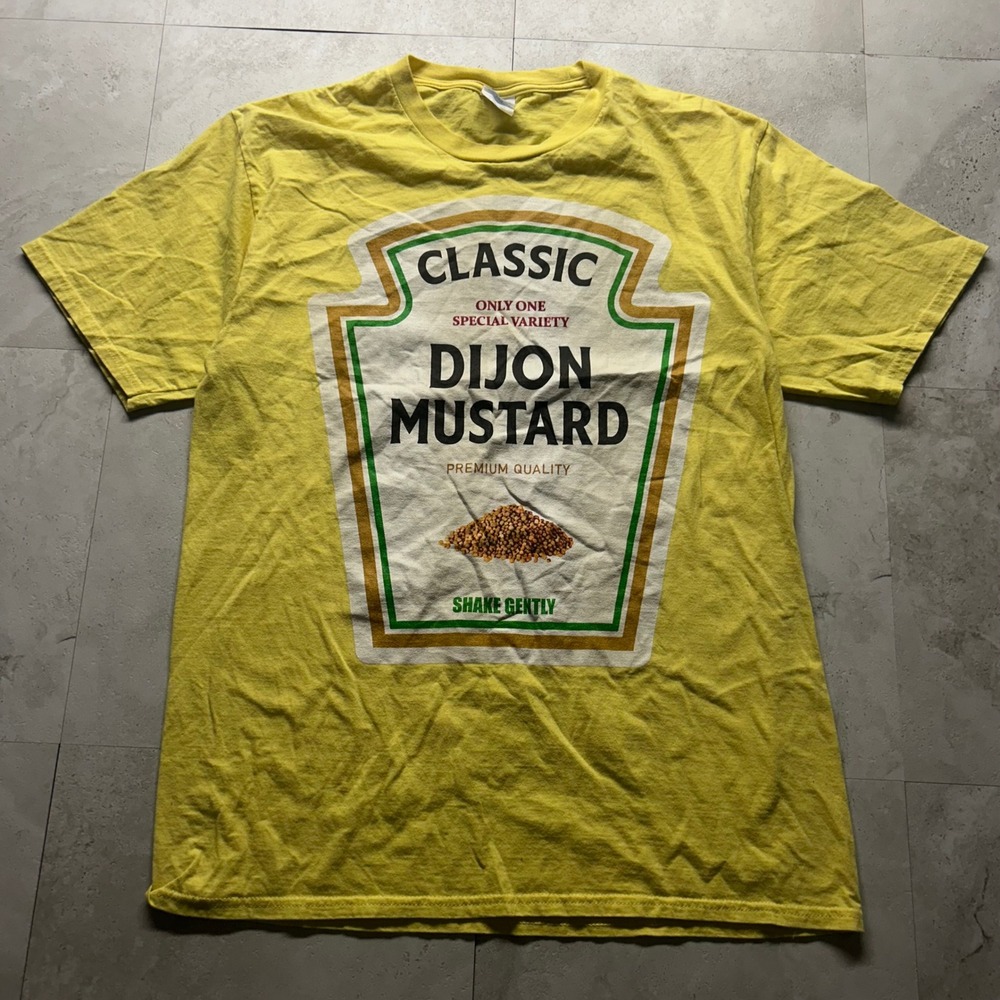 Port & Company Dijon Mustard Graphic T-Shirt Yellow Mens Size M Novelty Food Tee